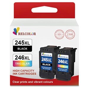 relcolor 245xl 246xl ink cartridge black color combo fit for mx490 mx492 mg2522 ts3100 ts3122 ts3300 ts3322 ts3320 tr4500 tr4520 tr4522 mg2500 printer canon pg 245 cl 246 xl higher yield