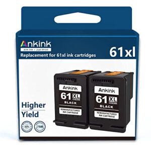 ankink 61xl black ink cartridge combo pack (2pcs) for hp 61 hp61 xl 61xl hp61xl printer ink black for hp envy 4500 5530 4502 5535 5534 officejet 4630 4635 deskjet 1000 1010 1510 series printer ink