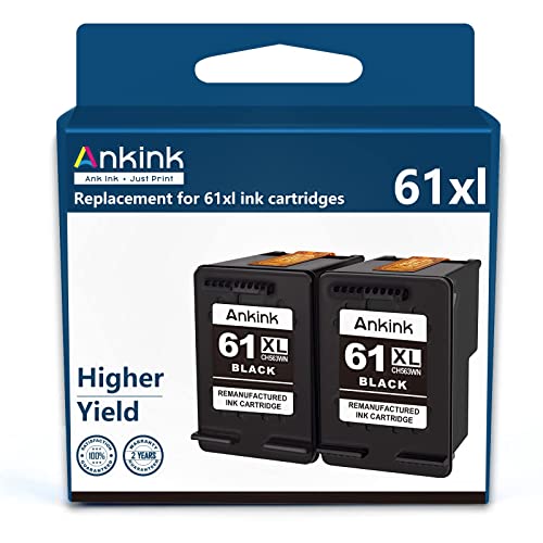 Ankink 61XL Black Ink Cartridge Combo Pack (2pcs) for Hp 61 Hp61 XL 61XL HP61XL Printer Ink Black for HP Envy 4500 5530 4502 5535 5534 officejet 4630 4635 Deskjet 1000 1010 1510 Series Printer Ink