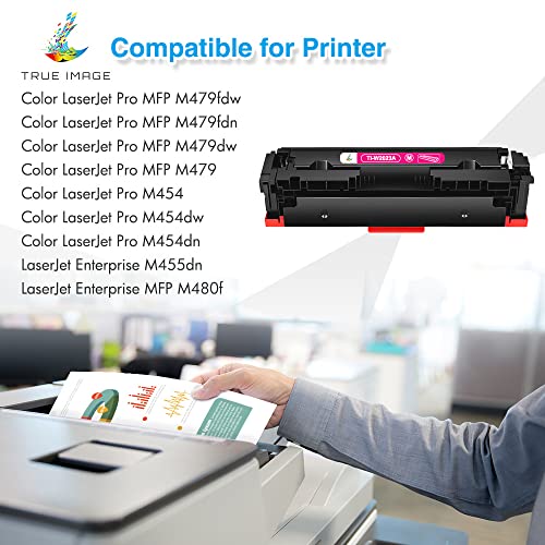 TRUE IMAGE Compatible Toner Cartridge Replacement for HP 414A W2020A 414X HP Color Pro MFP M479fdw M479fdn M454dw M454dn M454 M479 Printer Toner (Black Cyan Yellow Magenta,4-Pack)