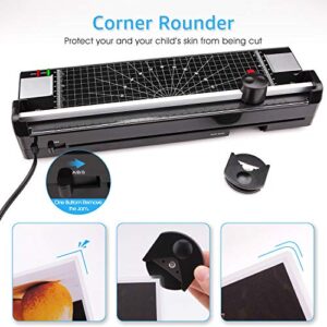 Laminator Machine for A3/A4/A6, YE381 Thermal Laminating Machine for Home Office School Use with 50 Pouches, Paper Trimmer and Corner Rounder (Black-5) (Black-6)