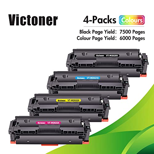 VICTONER 414X 414A Toner Cartridges 4 Pack (with Chip) Compatible Replacement for HP 414X 414A W2020X Work for HP Color Pro MFP M479fdw M454dw M479fdn M454dn Printer Ink (Black Cyan Magenta Yellow)