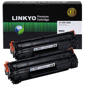 linkyo compatible toner cartridge replacement for canon 125 3484b001aa (black, 2-pack)