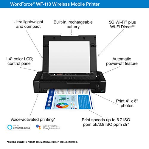 Epson Workforce WF-110 Wireless Mobile Printer, White Small