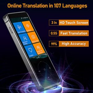 Language Translator Device - Voice Translator Device Two Way - 107 Languages Interpreter in Real Time - Voice & Photo Translation for Travelling Learning Abroad Business Chat