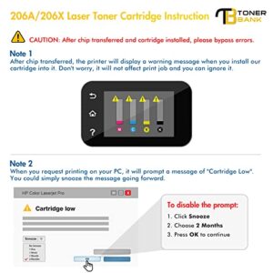 Toner Bank Compatible Toner Cartridge Replacement for HP 206A 206X W2110A W2110X for HP Color Pro M283fdw M255dw MFP M283cdw M282nw M283 M255 Printer Ink (Black Cyan Yellow Magenta, 4-Pack)