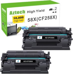 aztech compatible toner cartridge replacement for hp 58x cf258x 58a cf258a for hp pro m404n m404dn m404dw mfp m428fdw m428dw m428fdn high yield printer toner (black 2-pack)