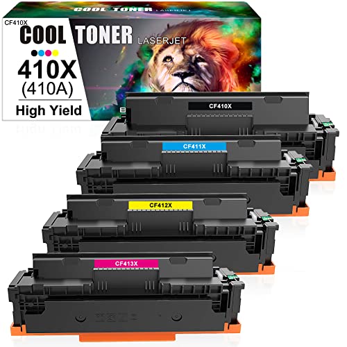 Cool Toner 4PK Compatible for HP 410X 410A CF410X CF410A M477FDW Toner Cartridge for HP Laserjet Pro MFP M477fdw M477fnw M477fdn Pro M452dn M452dw M452nw Toner Ink Printer - Black Cyan Yellow Magenta