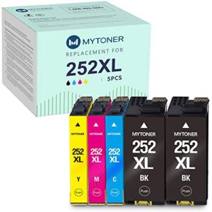 mytoner remanufactured ink cartridge replacement for epson 252 252xl ink for epson workforce wf-7620 wf-7710 wf-3640 wf-3630 wf-3620 wf-7610 wf-7110 printer (big-black cyan magenta yellow,5-pack)