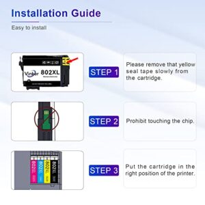 Vinker 802XL Remanufactured Ink Cartridge Replacement for Epson 802XL Ink Cartridges Combo Pack T802XL 802 T802 for Workforce Pro WF-4720 WF-4730 WF-4734 WF-4740 EC-4020 EC-4030 Printer (4 Pack)