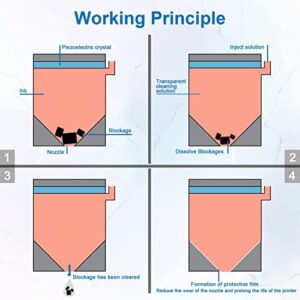 Printhead Cleaning Kit 100ml, Printer Cleaning Kit for Epson Ecotank Printer, Printer Cleaner Kit for HP Printhead, Inkjet Printer Head Cleaning Kit for Canon Brother Lexmark Print Head Liquid Nozzles