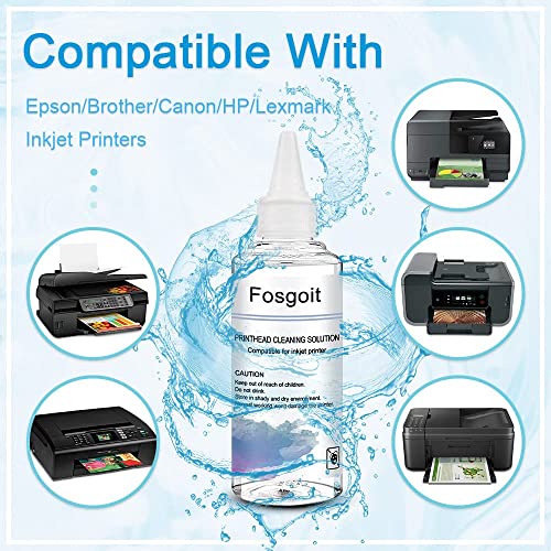 Printhead Cleaning Kit 100ml, Printer Cleaning Kit for Epson Ecotank Printer, Printer Cleaner Kit for HP Printhead, Inkjet Printer Head Cleaning Kit for Canon Brother Lexmark Print Head Liquid Nozzles