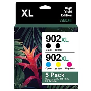 902xl ink cartridges for hp printers officejet 6978 6968 6958 6960 6970 6962, replacement for hp 902 ink cartridges (5-pack)
