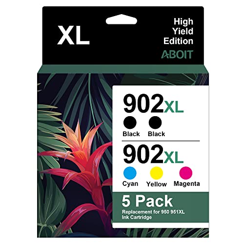 902XL Ink Cartridges for HP Printers OfficeJet 6978 6968 6958 6960 6970 6962, Replacement for HP 902 Ink Cartridges (5-Pack)