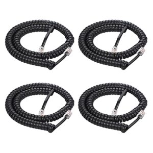 coiled wire 4 pack 8ft uncoiled / 1.4ft coiled landline phone handset cable 4p4c telephone accessory black