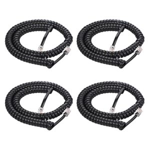 Coiled Wire 4 Pack 8Ft Uncoiled / 1.4Ft Coiled Landline Phone Handset Cable 4P4C Telephone Accessory Black