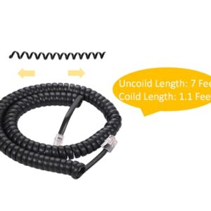 Coiled Wire 4 Pack 8Ft Uncoiled / 1.4Ft Coiled Landline Phone Handset Cable 4P4C Telephone Accessory Black