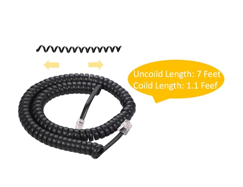 Coiled Wire 4 Pack 8Ft Uncoiled / 1.4Ft Coiled Landline Phone Handset Cable 4P4C Telephone Accessory Black