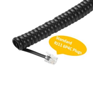 Coiled Wire 4 Pack 8Ft Uncoiled / 1.4Ft Coiled Landline Phone Handset Cable 4P4C Telephone Accessory Black