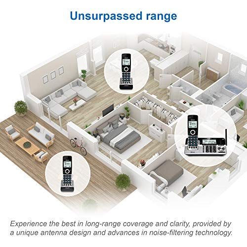 VTech VS113-3 Extended Range 3 Handset Cordless Phone for Home with Call Blocking, Connect to Cell Bluetooth, 2" Backlit Screen, Big Buttons, and Answering System, Silver & Black