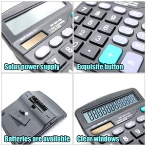 Desk Calculator, 12-Digit Solar Battery Office Calculator with Large LCD Display Big Sensitive Button, Dual Power Desktop Calculators