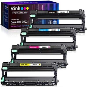 e-z ink (tm) remanufactured drum unit replacement for brother dr221 dr-221 dr221cl to use with hl-3140cw hl-3170cdw mfc-9130cw mfc-9330cdw printer tray (1 black, 1 cyan, 1 magenta, 1 yellow) 4 pack