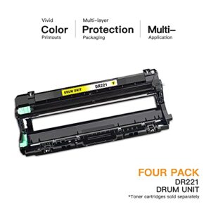 E-Z Ink (TM) Remanufactured Drum Unit Replacement for Brother DR221 DR-221 DR221CL to use with HL-3140CW HL-3170CDW MFC-9130CW MFC-9330CDW Printer Tray (1 Black, 1 Cyan, 1 Magenta, 1 Yellow) 4 Pack