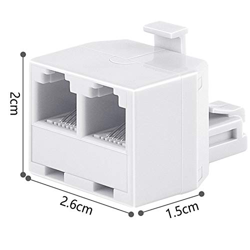 Uvital RJ11 Duplex Wall Jack Adapter Dual Phone Line Splitter Wall Jack Plug 1 to 2 Modular Converter Adapter for Office Home DSL Fax Model Cordless Phone System, White(2 Packs)