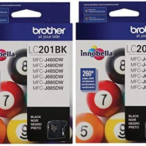 Brother LC-201BK Ink Cartridge (Black 2-pack) in Retail Packaging