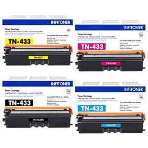 tn433 tn-433 toner cartridge 4-pack replacement for brother tn 433 tn433bk tn433c tn433m tn433y tn-431 tn431 for mfc-l8900cdw hl-l8360cdw hl-l8260cdw mfc-l8610cdw hl-l8360cdwt printer