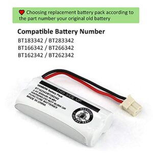 BT162342 BT262342 2.4V 800mah Ni-MH Phone Batteries Compatible with BT183342 BT283342 for VTech CS6719 CS6409 CS6419 CS6429 CS80100 AT&T CL81101 EL5210 EL52400 Handset Telephone (Pack 2)