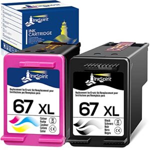 inkspirit remanufactured 67 ink cartridge black color combo pack, replacement for hp 67xl for deskjet 2700 2725 2752 2755 2732 plus 4100 4152 4155 4140 envy 6000 6055 6052 pro 6400 printer, 2 pack