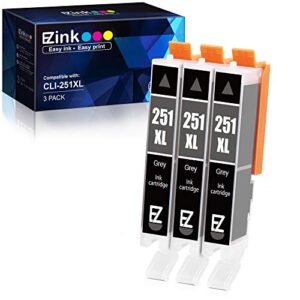 e-z ink (tm) compatible ink cartridge replacement for canon cli-251xl cli 251 xl to use with pixma mg6320 pixma mg7120 pixma mg7520 pixma ip8720 (gray) 3 pack