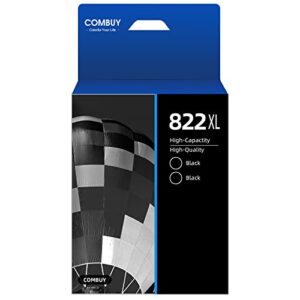 822xl printer ink epson remanufactured replacement for epson 822xl 822 xl t822 t-822 for workforce pro wf-3820 wf-4820 wf-4830 wf-4833 wf-4834 printer ink (black, 2 pack)
