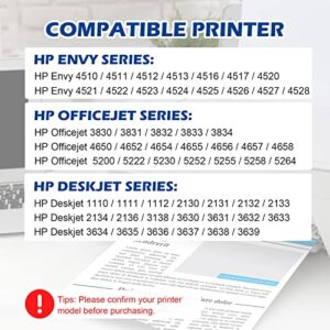 DOUBLE D 63XL Black Ink Cartridge Remanufactured Replacement for HP 63 XL 63XL for Envy 4520 4512 OfficeJet 3830 4650 5255 5258 4650 Deskjet 1112 1110 3634 3639 3632 Printer (1 Black)