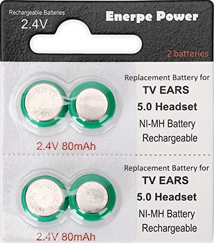 Enerpe 2.4V Replacement Batteries for TV Ears Headset 5.0 40810 (2-Pack)