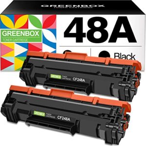greenbox compatible toner cartridge replacement for hp cf248a 48a for hp laserjet pro m15w m15a m16a m16w hp laserjet mfp m28w m28a m29a mfp m29w 248a printer toner (black 2 pack)