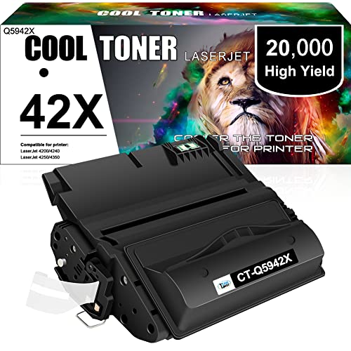 Cool Toner Compatible Toner Cartridge Replacement for HP 42X Q5942X Q1338A Q5942 for HP LaserJet 4250TN 4250N 4250DTN 4350N 4350TN 4350DTN Printer-1PK