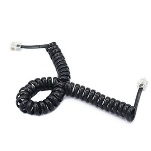 SINCODA 5 Pack 6Ft Uncoild /1.1 FT Modular Coiled Telephone Handset Cord for Telephone/Handset Black Curly Cord(Black)