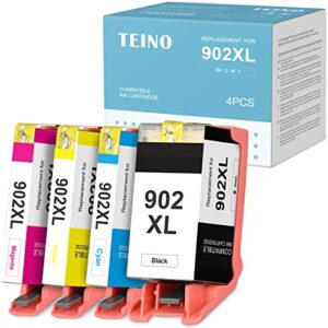 teino compatible ink cartridges replacement for hp 902xl 902 xl for officejet 6958 6962 6954 6950 officejet pro 6978 6968 6960 6975 6970 (black cyan magenta yellow, 4-pack)