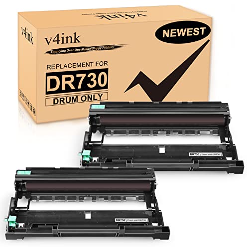 v4ink 2PK Compatible DR730 Drum Unit (NOT Toner) for Brother DR-730 DR-760 Drum for Brother HL-L2325DW HL-L2350DW HL-L2370DW HL L2390DW L2395DW DCP-L2550DW MFC L2690DW L2710DW L2717DW L2750DW Printer