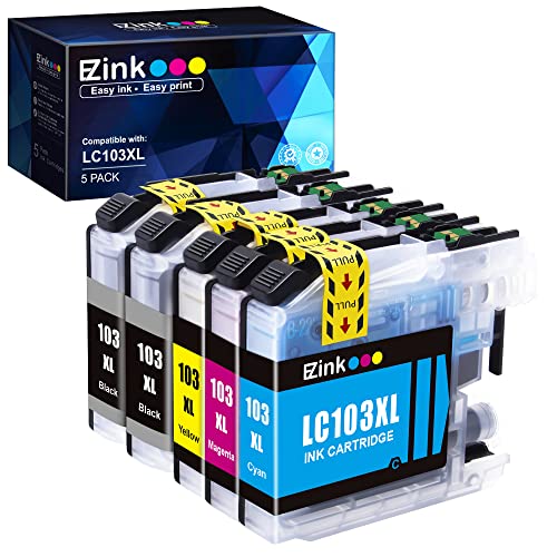 E-Z Ink (TM Compatible Ink Cartridge Replacement for Brother LC-103XL LC103XL LC103 XL LC103BK LC103C LC103M LC103Y Compatible with DCP-J152W MFC-J245 (2 Black, 1 Cyan, 1 Magenta, 1 Yellow, 5 Pack)