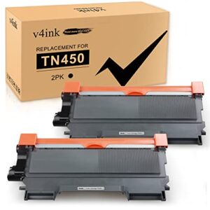v4ink compatible toner cartridge replacement for brother tn450 tn420 black toner cartridge high yield use for hl-2240d hl-2270dw hl-2280dw mfc-7360n mfc-7860dw intellifax 2840 2940 printer 2 packs