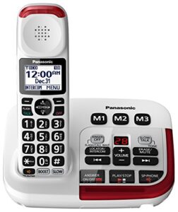 panasonic amplified cordless phone kx-tgm420w with enhanced noise reduction and digital answering machine – 1 handset (white)