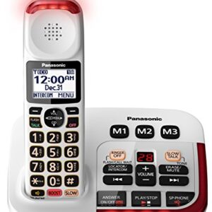 Panasonic Amplified Cordless Phone KX-TGM420W with Enhanced Noise Reduction and Digital Answering Machine - 1 Handset (White)