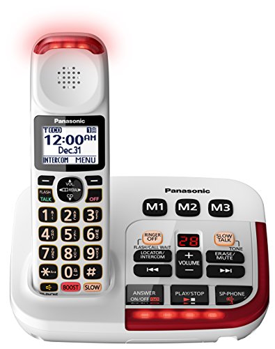 Panasonic Amplified Cordless Phone KX-TGM420W with Enhanced Noise Reduction and Digital Answering Machine - 1 Handset (White)