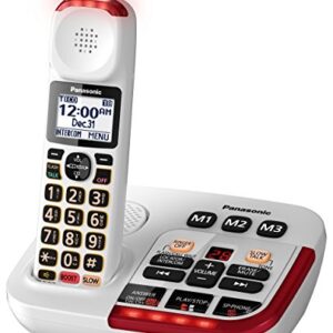 Panasonic Amplified Cordless Phone KX-TGM420W with Enhanced Noise Reduction and Digital Answering Machine - 1 Handset (White)