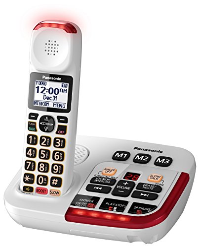 Panasonic Amplified Cordless Phone KX-TGM420W with Enhanced Noise Reduction and Digital Answering Machine - 1 Handset (White)