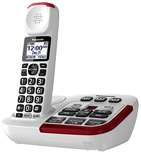 Panasonic Amplified Cordless Phone KX-TGM420W with Enhanced Noise Reduction and Digital Answering Machine - 1 Handset (White)