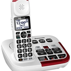 Panasonic Amplified Cordless Phone KX-TGM420W with Enhanced Noise Reduction and Digital Answering Machine - 1 Handset (White)